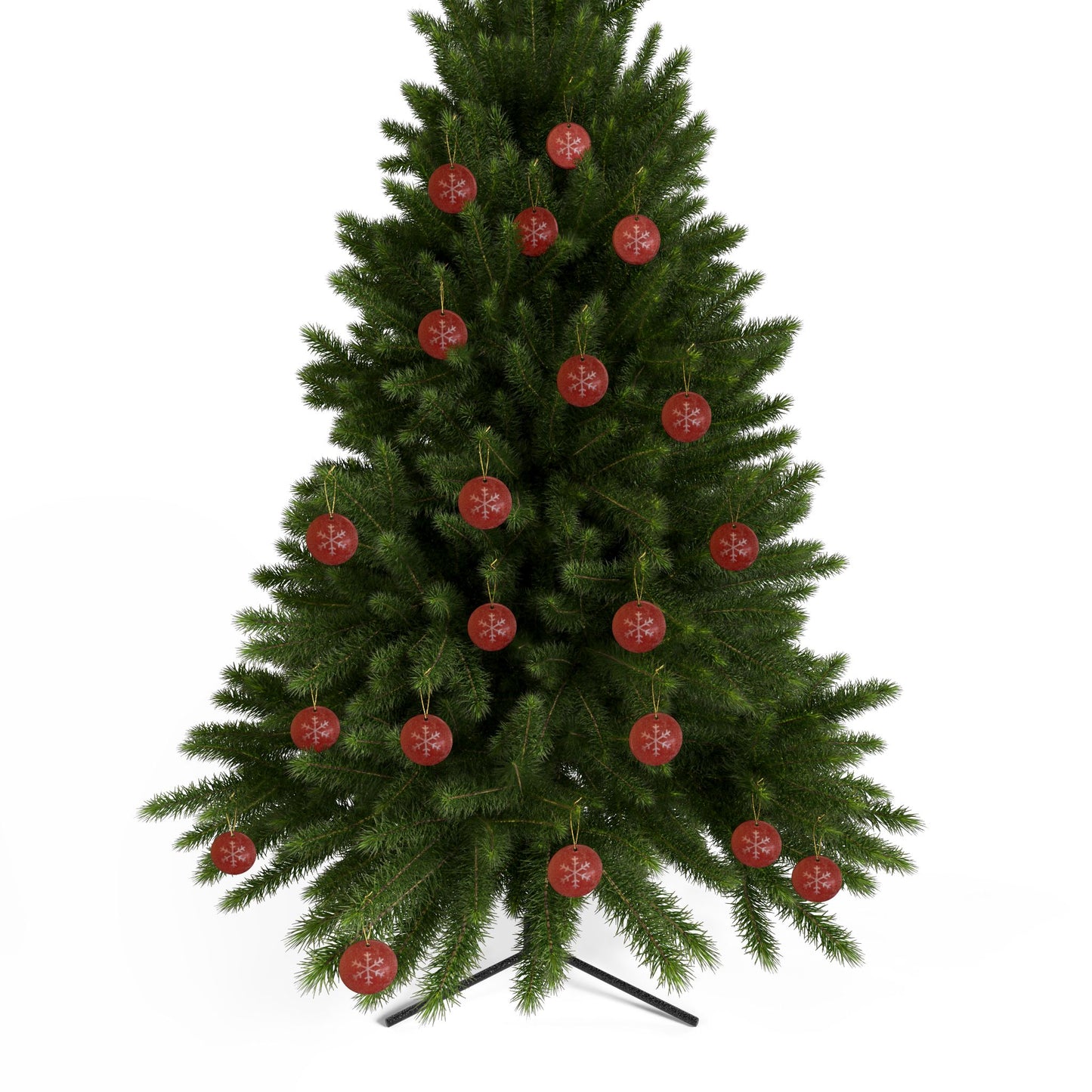 Red, sparkly snowflake ornament with classic Christmas charm
