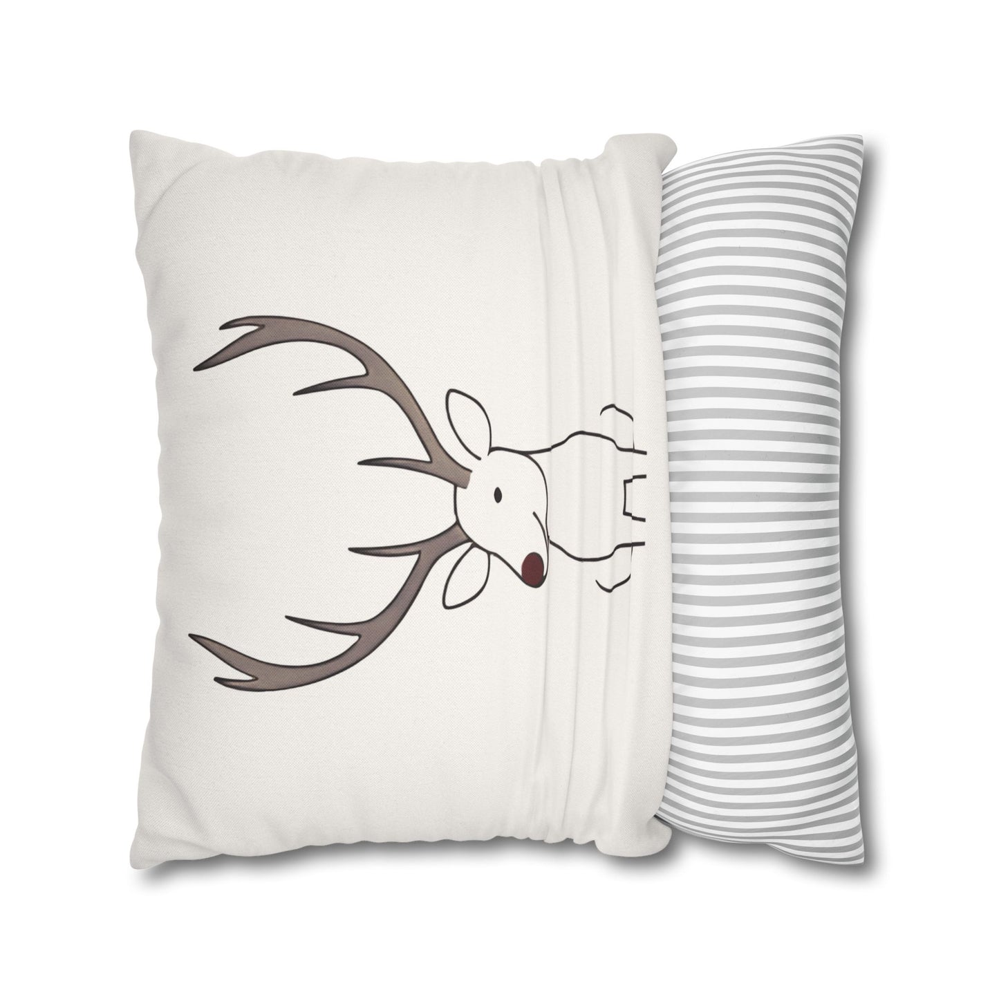 Minimalist Reindeer Christmas Pillow Cover, Neutral Holiday Decor, Scandinavian Style Rudolph Pillow Accent