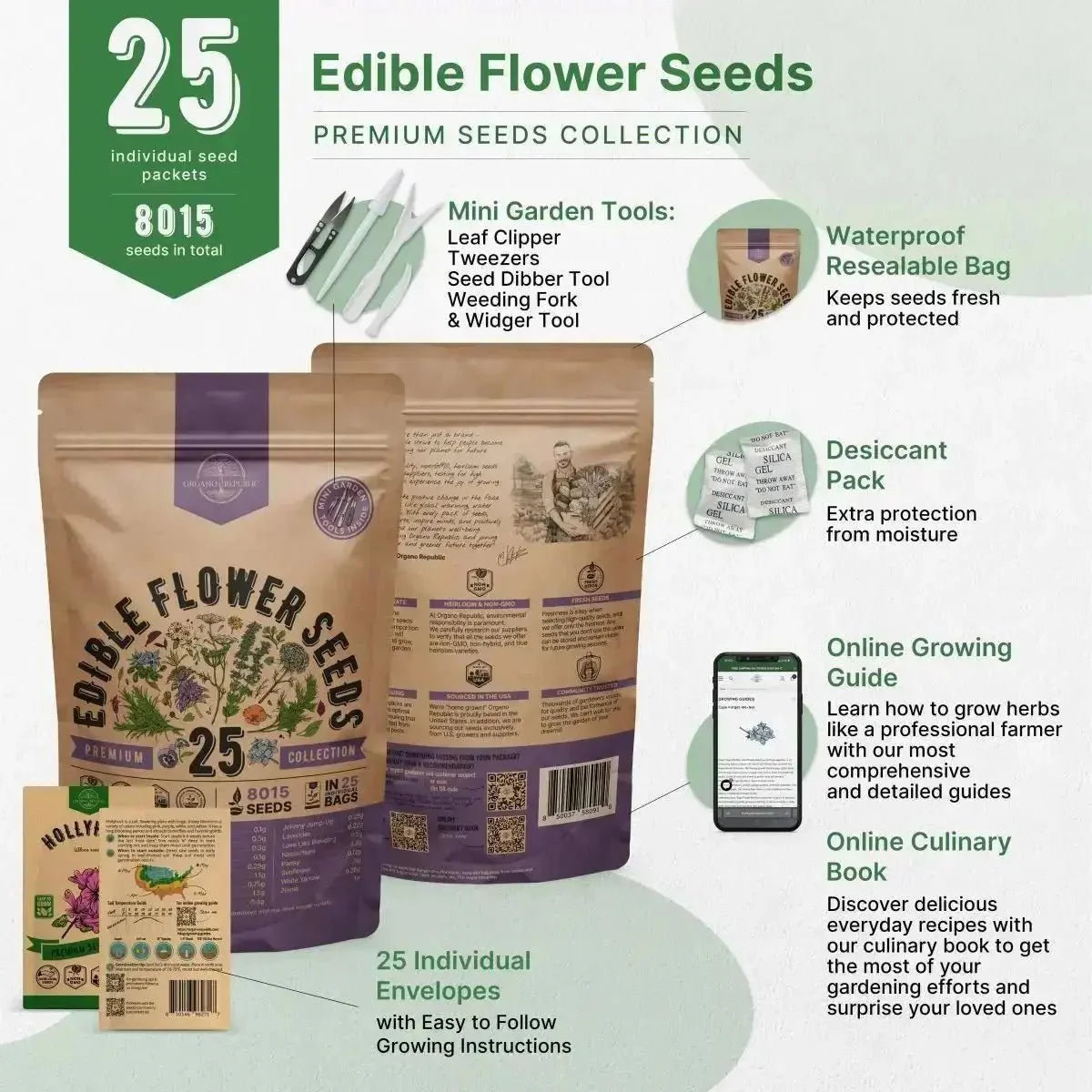 25 Edible Flower Seeds 4500+ Non GMO Heirloom Seeds for Planting