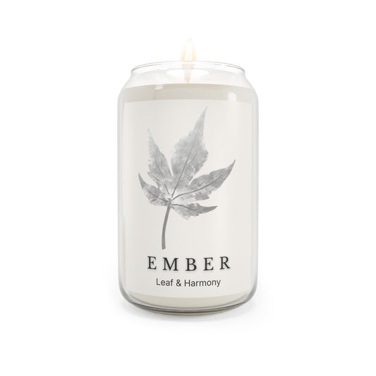 Ember Soy Candle | Warm Comfort Spice Scent | Minimalist Leaf Candle | 13.75 oz Natural Soy Wax | Cozy Home Gift