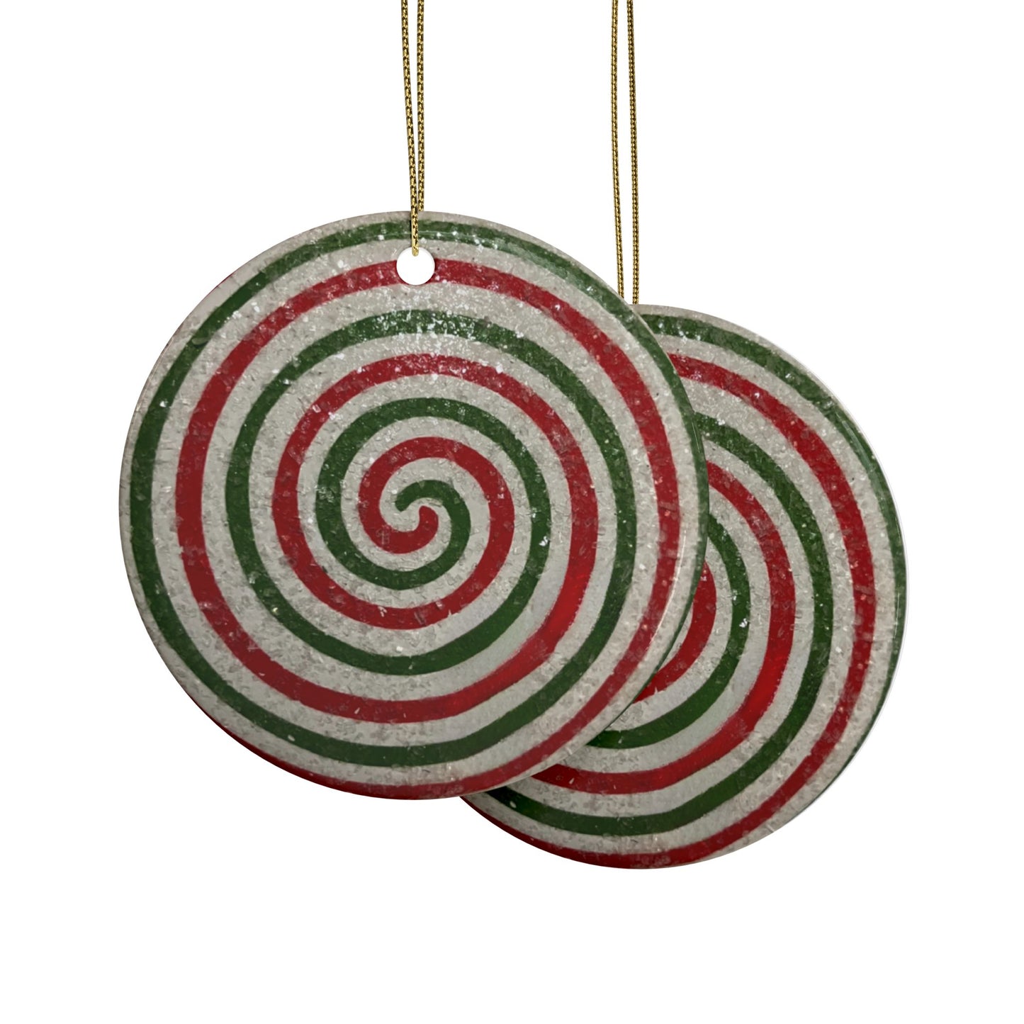 A retro peppermint swirl ornament inspired by mid-century Christmas decor
