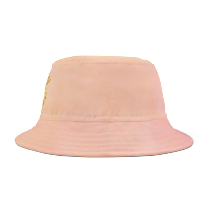Sunflower Watercolor Printed Bucket Hat | Peach Garden Hat for Women