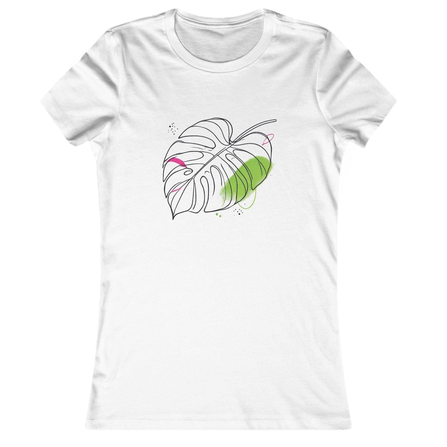 White-Minimalist Monstera Leaf T-Shirt – Modern Botanical Line Art Tee for Plant Lovers