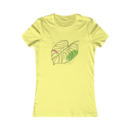 Yellow-Minimalist Monstera Leaf T-Shirt – Modern Botanical Line Art Tee for Plant Lovers