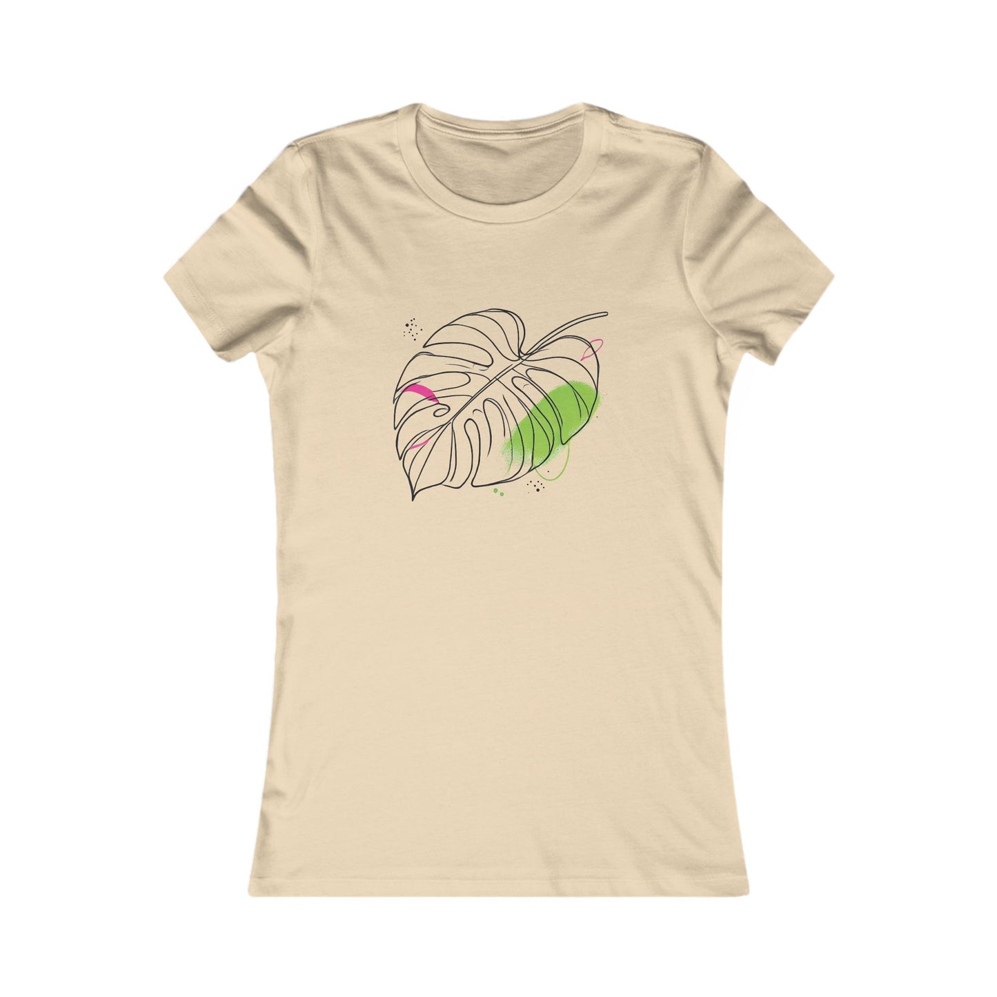 Tan-Minimalist Monstera Leaf T-Shirt – Modern Botanical Line Art Tee for Plant Lovers