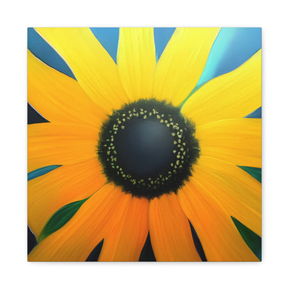 Black Eyed Susan Canvas Wall Art, Square Floral Oil Painting Style Print, Yellow Flower Wall Decor, Modern Botanical Artwork for Living Room