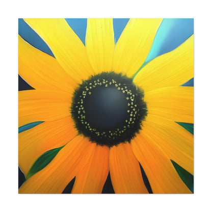 Black Eyed Susan Canvas Wall Art, Square Floral Oil Painting Style Print, Yellow Flower Wall Decor, Modern Botanical Artwork for Living Room