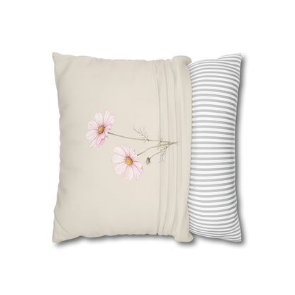 Cosmos Botanical Pillow Cover in a Soft Neutral for a Calm, Layered Home