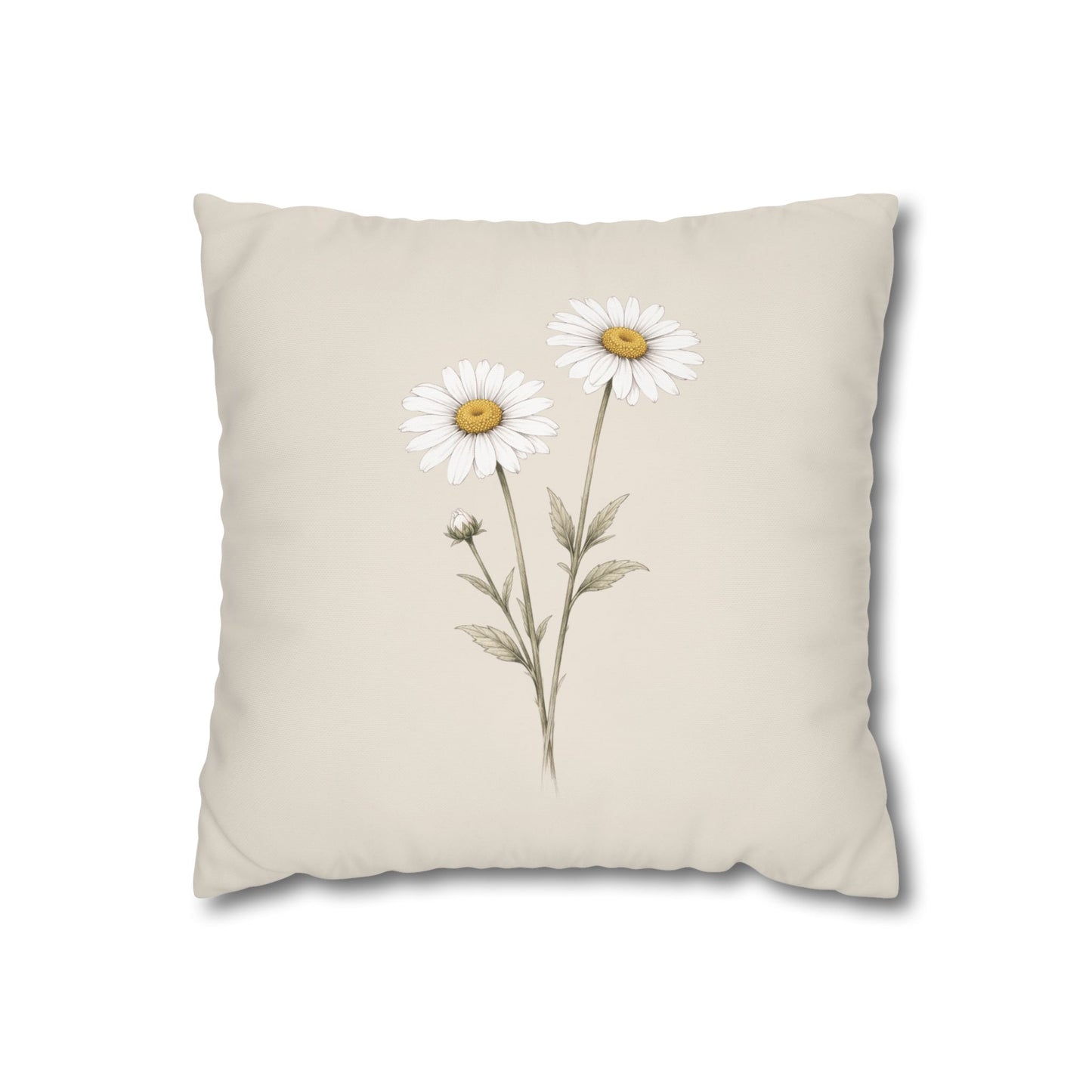 Daisy Botanical Pillow Cover in a Soft Neutral for a Calm, Layered Home