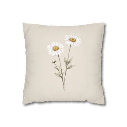 Daisy Botanical Pillow Cover in a Soft Neutral for a Calm, Layered Home