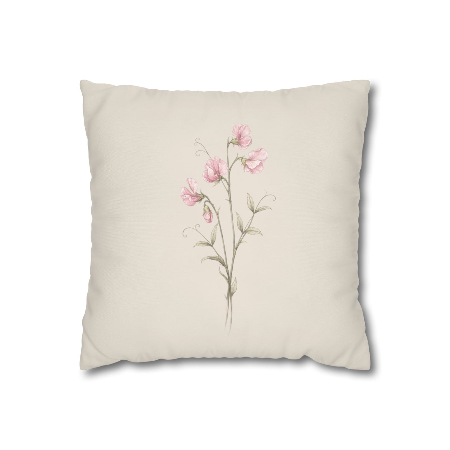 Sweet Pea Botanical Pillow Cover in a Soft Neutral for a Calm, Layered Home