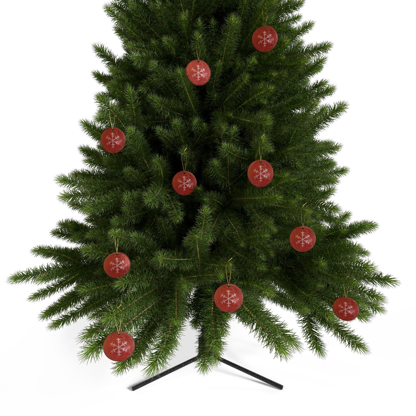 Red, sparkly snowflake ornament with classic Christmas charm