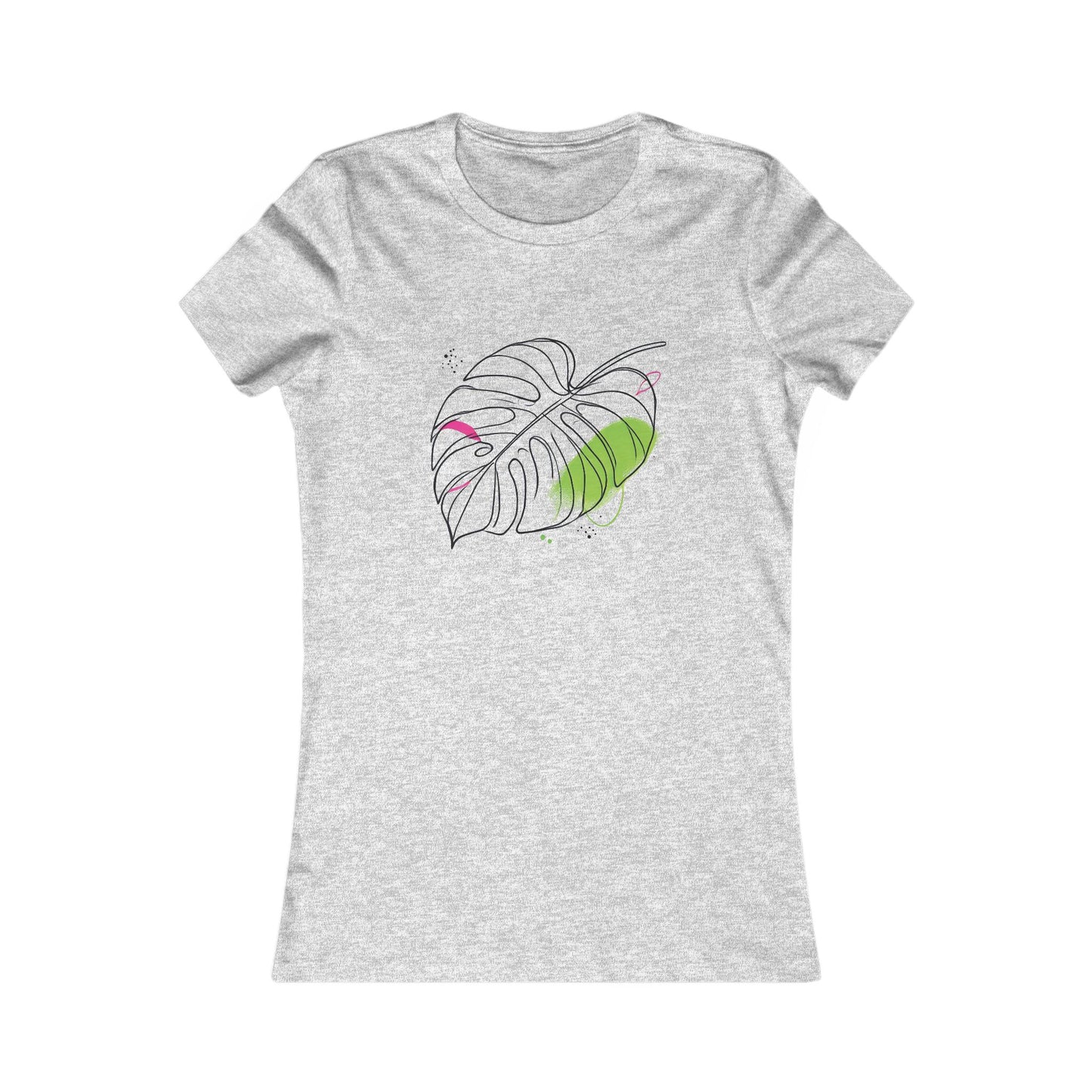 Gray-Minimalist Monstera Leaf T-Shirt – Modern Botanical Line Art Tee for Plant Lovers