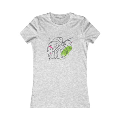 Gray-Minimalist Monstera Leaf T-Shirt – Modern Botanical Line Art Tee for Plant Lovers