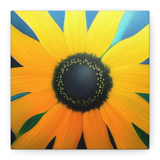 Black Eyed Susan Canvas Wall Art, Square Floral Oil Painting Style Print, Yellow Flower Wall Decor, Modern Botanical Artwork for Living Room
