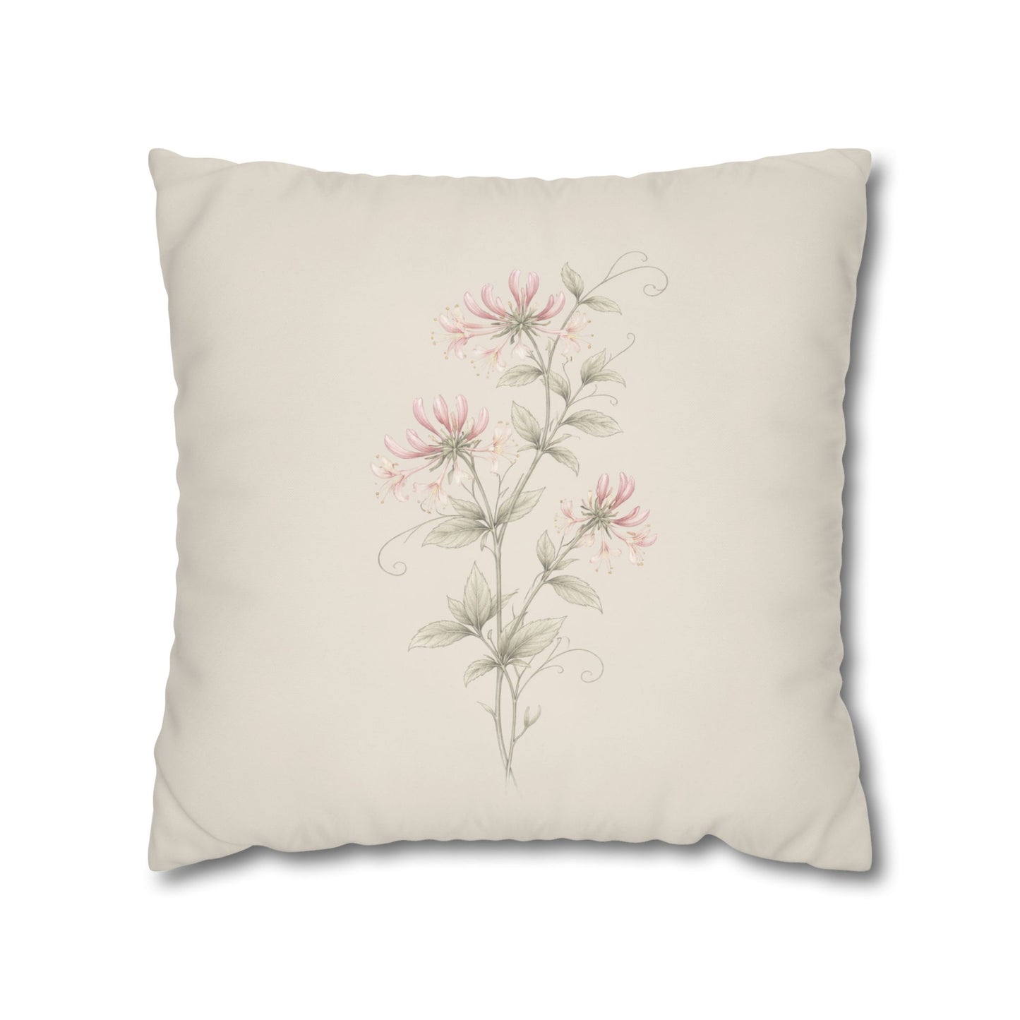 Honeysuckle Botanical Pillow Cover in a Soft Neutral for a Calm, Layered Home