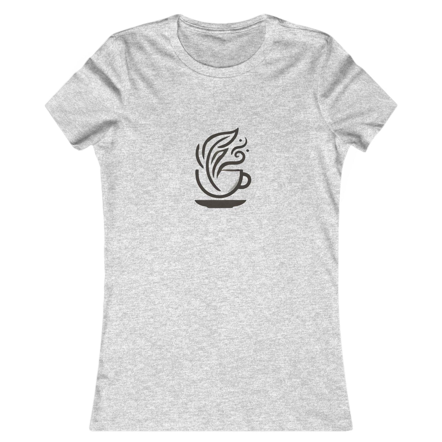 Gray-Coffee & Leaves Minimalist T-Shirt – Boho Coffee Lover & Plant Enthusiast Tee