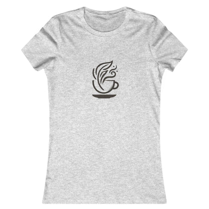 Gray-Coffee & Leaves Minimalist T-Shirt – Boho Coffee Lover & Plant Enthusiast Tee