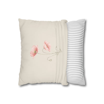 Shirley Poppy Botanical Pillow Cover in a Soft Neutral for a Calm, Layered Home