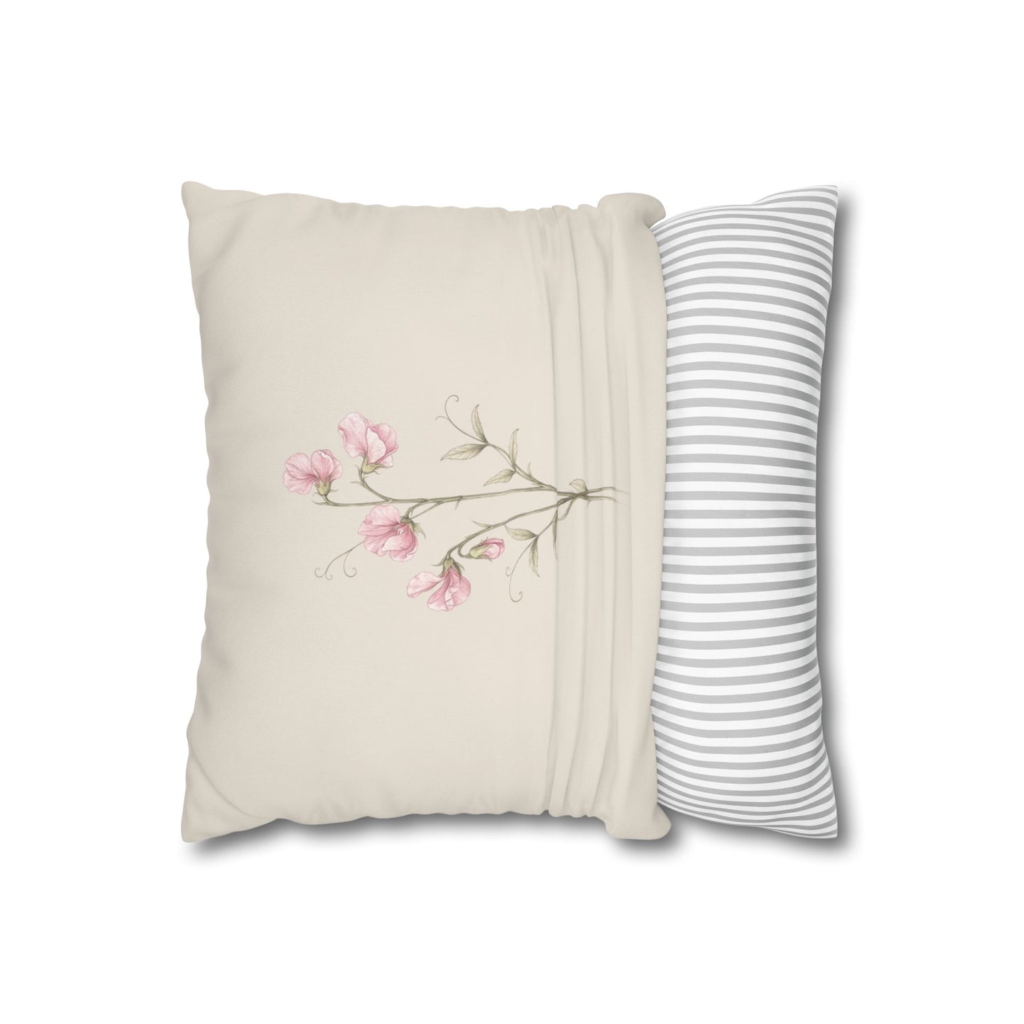 Sweet Pea Botanical Pillow Cover in a Soft Neutral for a Calm, Layered Home
