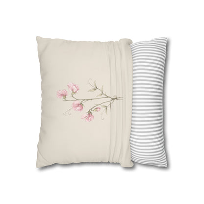 Sweet Pea Botanical Pillow Cover in a Soft Neutral for a Calm, Layered Home