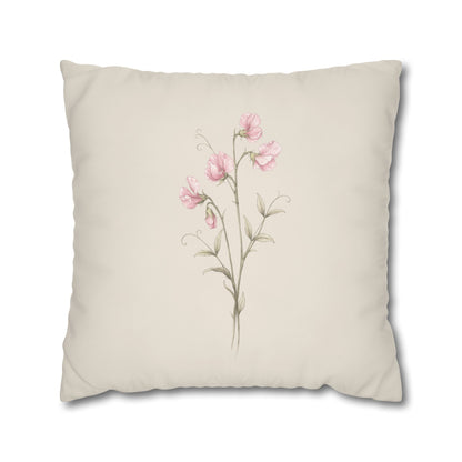 Sweet Pea Botanical Pillow Cover in a Soft Neutral for a Calm, Layered Home