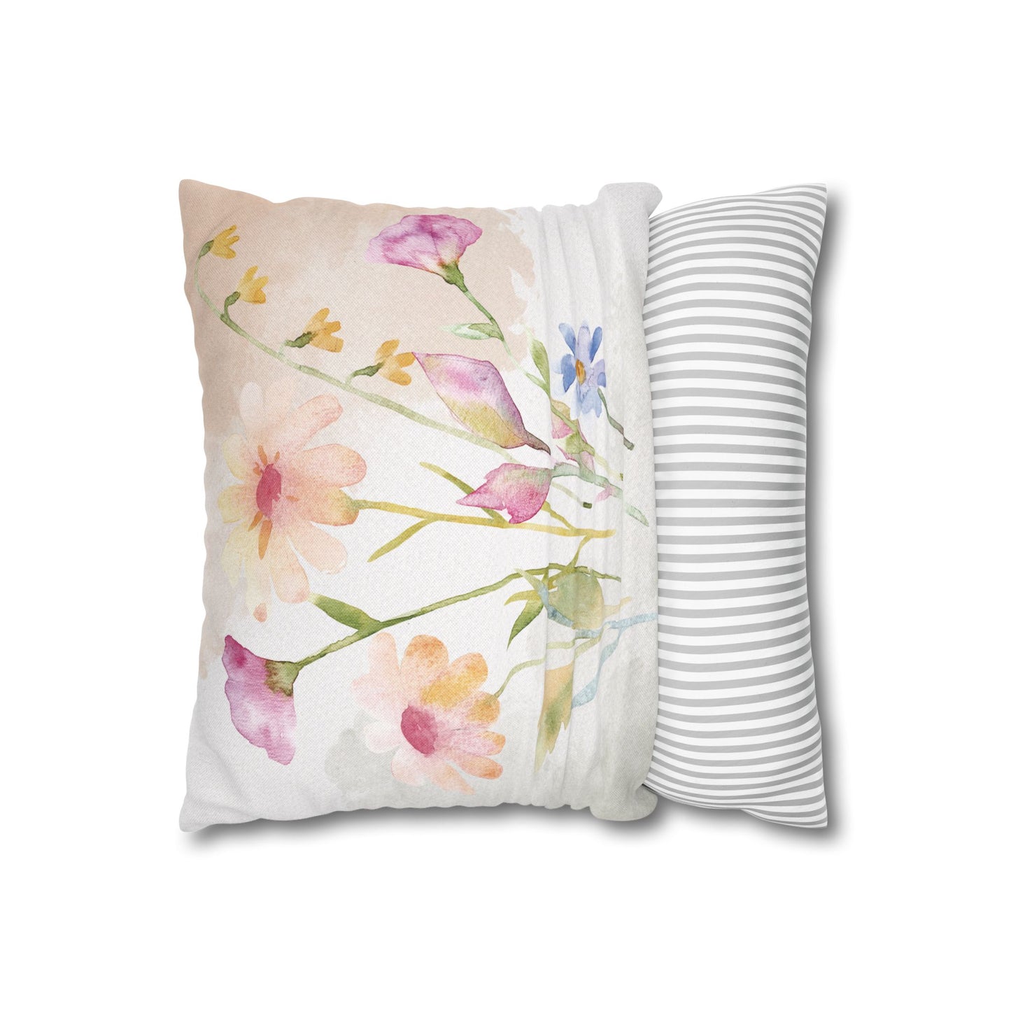 Watercolor Wildflower Pillow Cover – Soft Floral Throw Pillow Case for Couch, Bed, or Farmhouse Decor