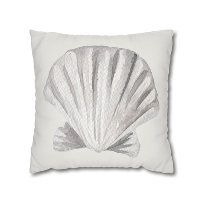 Watercolor Scallop Seashell Pillow Cover in Neutral Coastal Tones