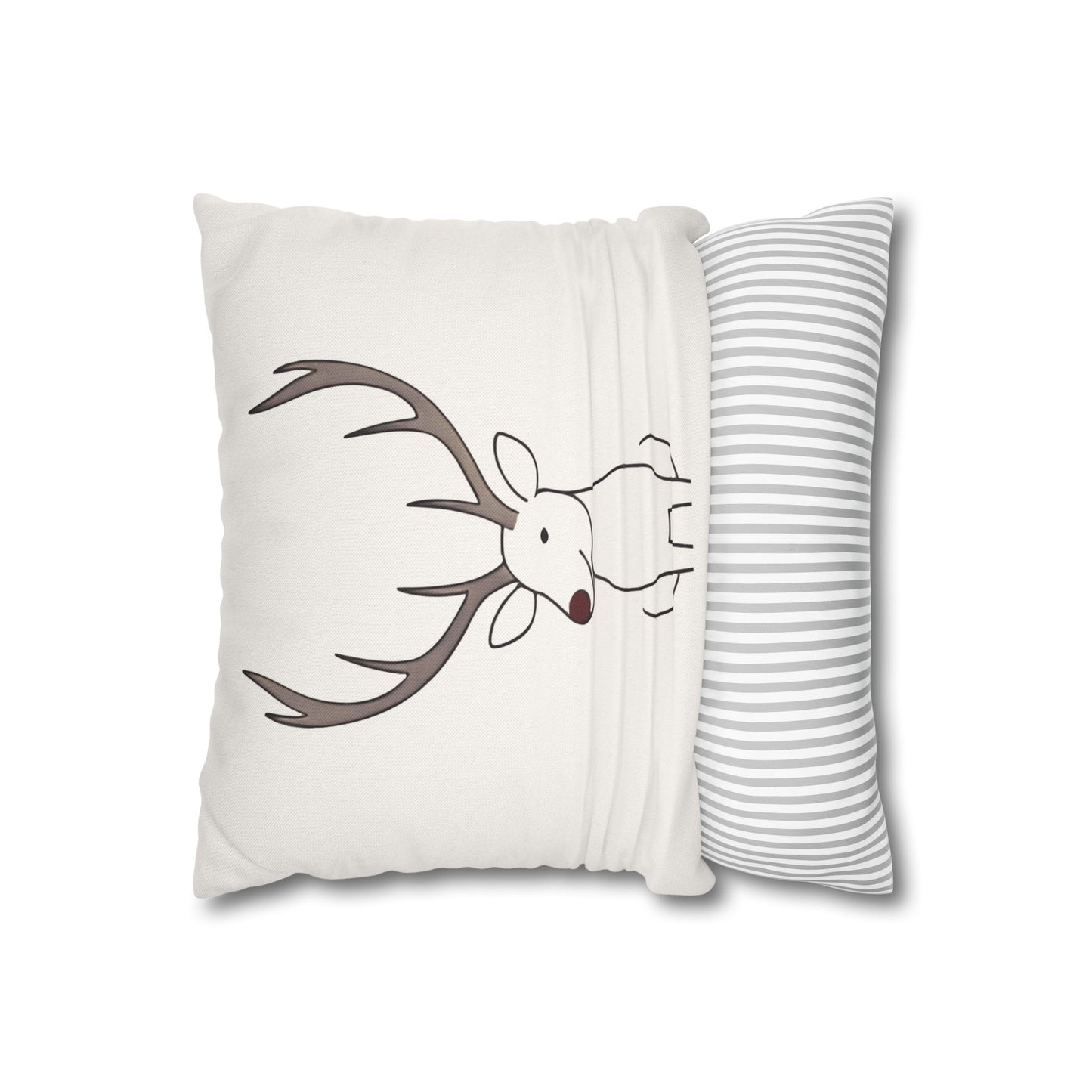 Minimalist Reindeer Christmas Pillow Cover, Neutral Holiday Decor, Scandinavian Style Rudolph Pillow Accent