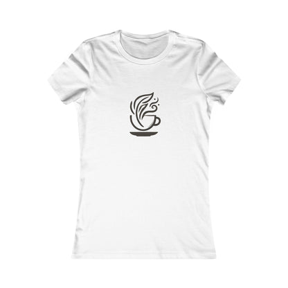 White-Coffee & Leaves Minimalist T-Shirt – Boho Coffee Lover & Plant Enthusiast Tee