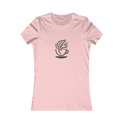 Pink-Coffee & Leaves Minimalist T-Shirt – Boho Coffee Lover & Plant Enthusiast Tee