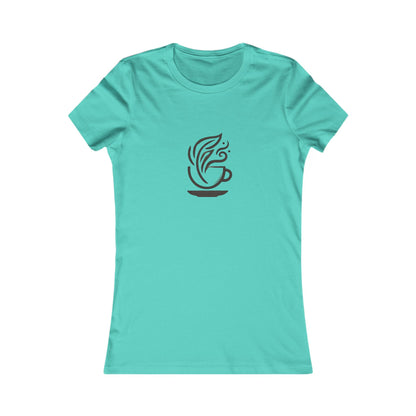 Green-Coffee & Leaves Minimalist T-Shirt – Boho Coffee Lover & Plant Enthusiast Tee