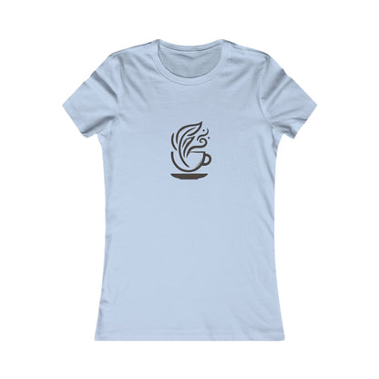 Blue-Coffee & Leaves Minimalist T-Shirt – Boho Coffee Lover & Plant Enthusiast Tee