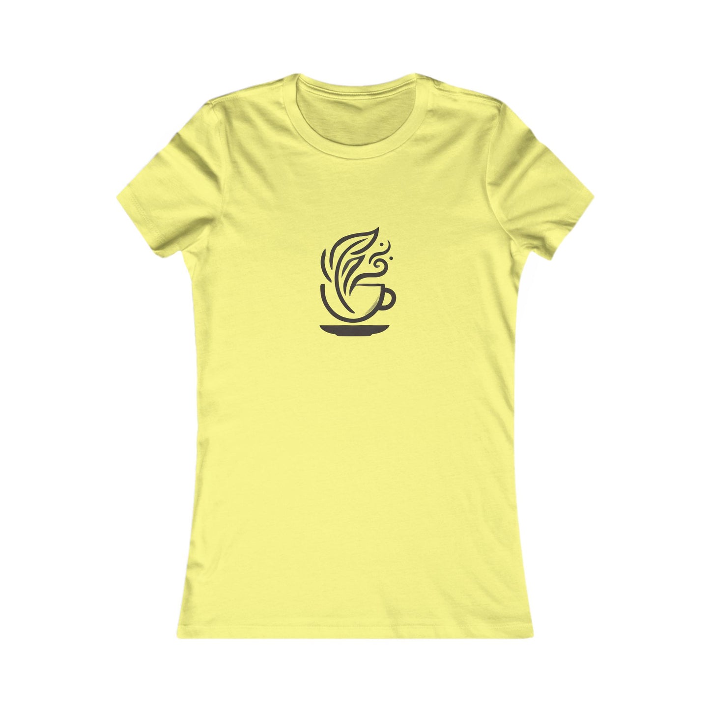 Yellow-Coffee & Leaves Minimalist T-Shirt – Boho Coffee Lover & Plant Enthusiast Tee