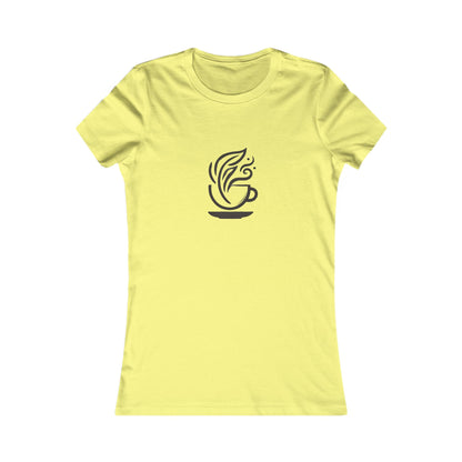 Yellow-Coffee & Leaves Minimalist T-Shirt – Boho Coffee Lover & Plant Enthusiast Tee