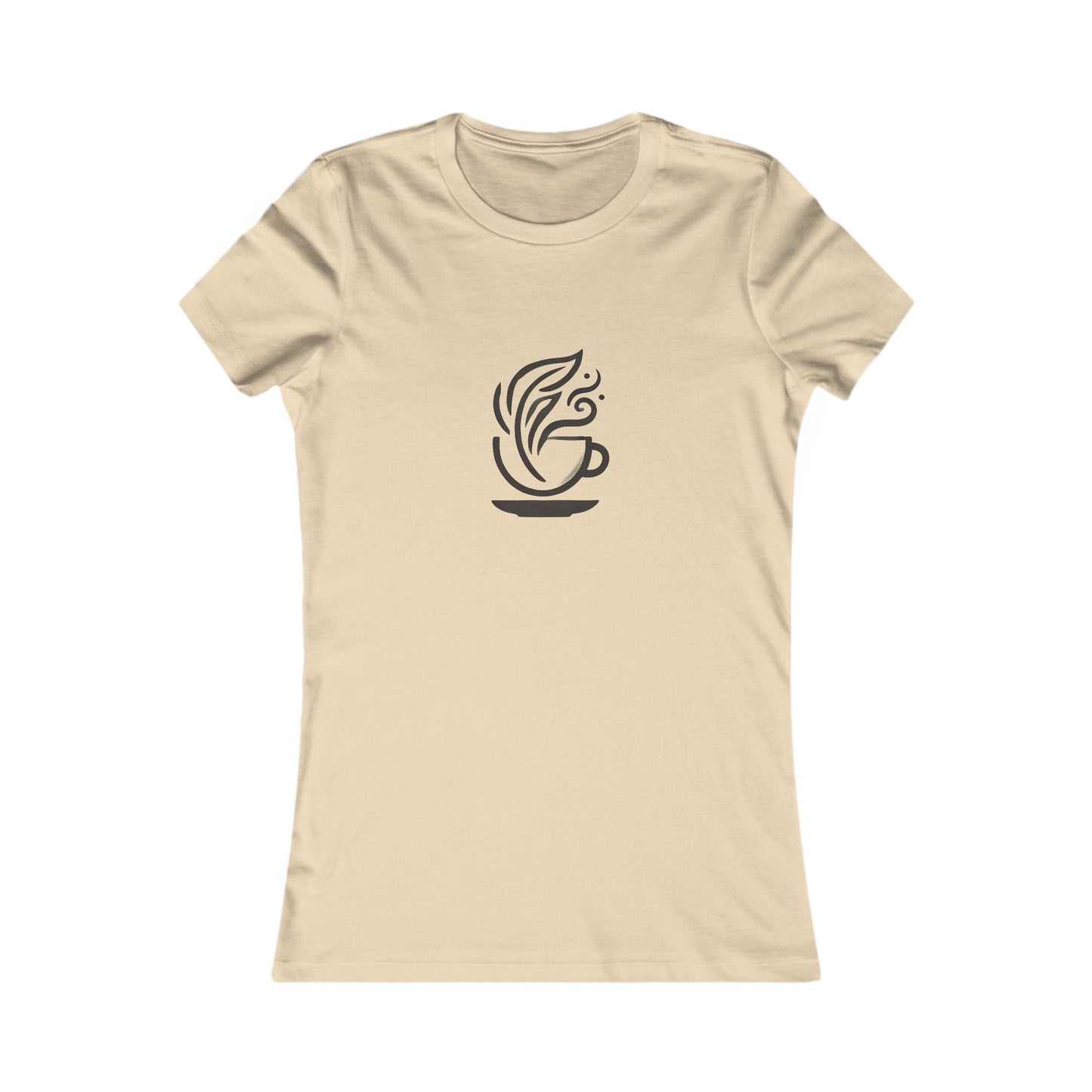 Soft Tan-Coffee & Leaves Minimalist T-Shirt – Boho Coffee Lover & Plant Enthusiast Tee
