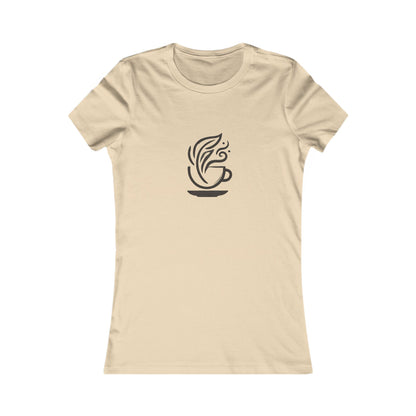 Soft Tan-Coffee & Leaves Minimalist T-Shirt – Boho Coffee Lover & Plant Enthusiast Tee