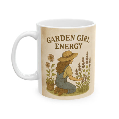 Garden Girl Energy Mug – Rustic Botanical Coffee Cup