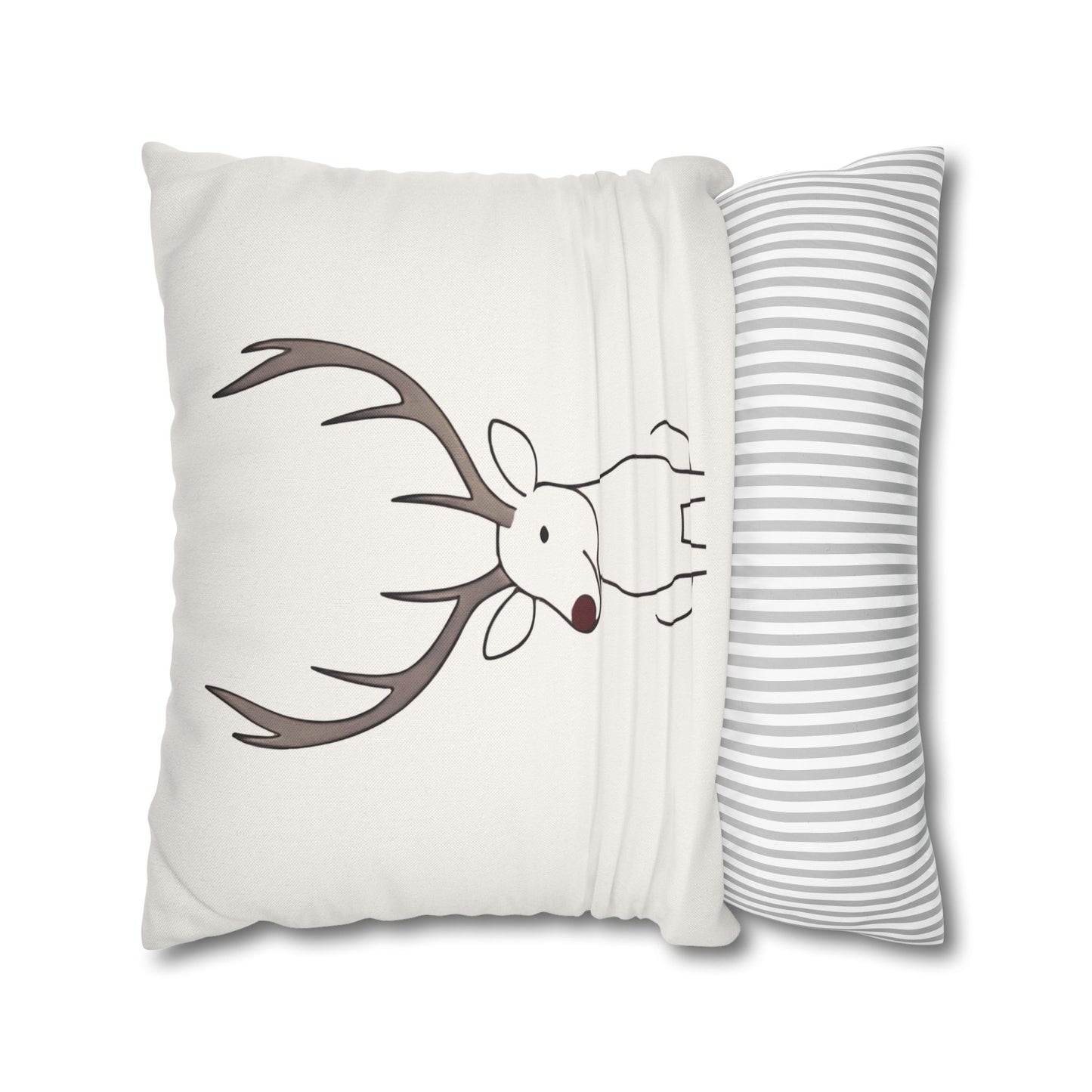 Minimalist Reindeer Christmas Pillow Cover, Neutral Holiday Decor, Scandinavian Style Rudolph Pillow Accent