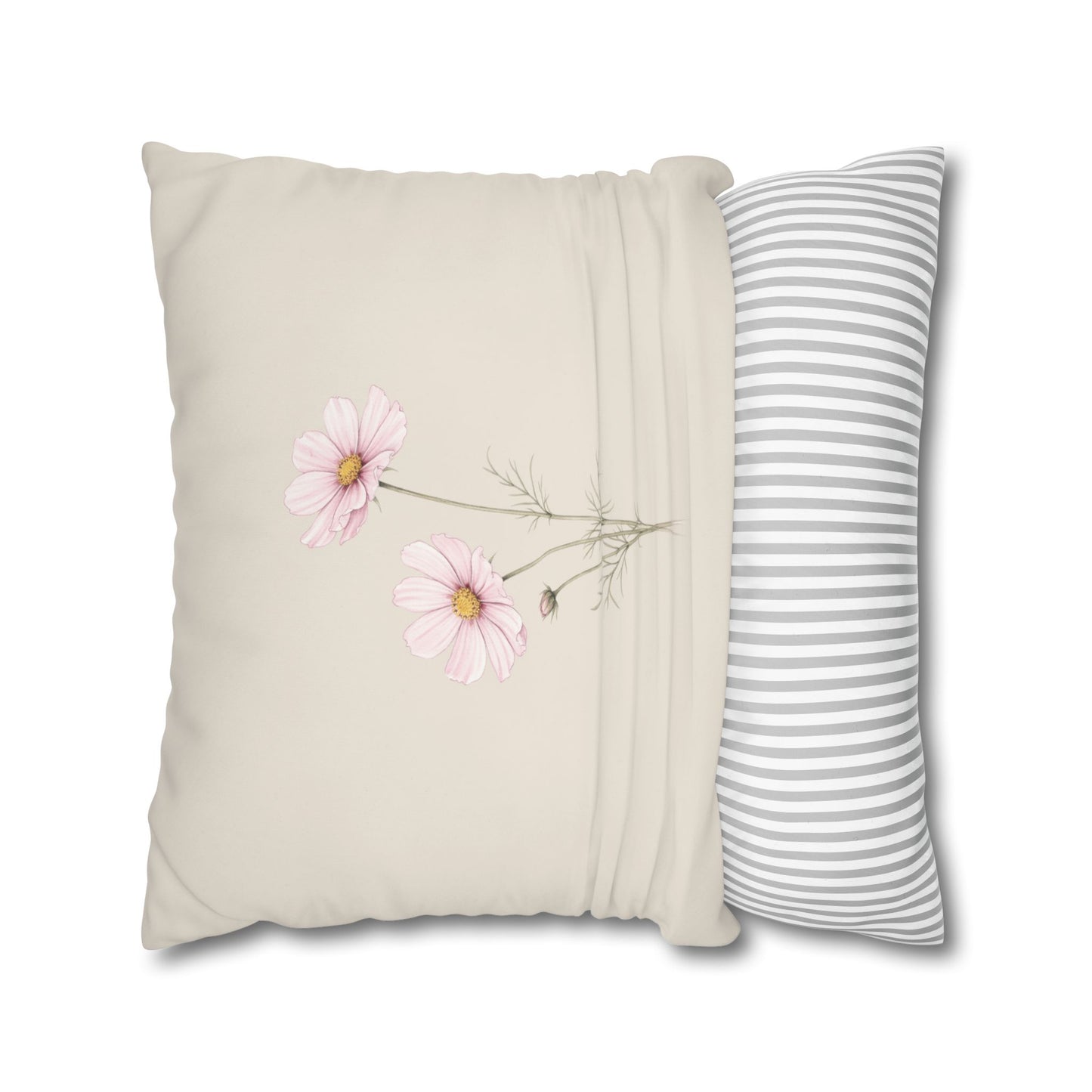 Cosmos Botanical Pillow Cover in a Soft Neutral for a Calm, Layered Home