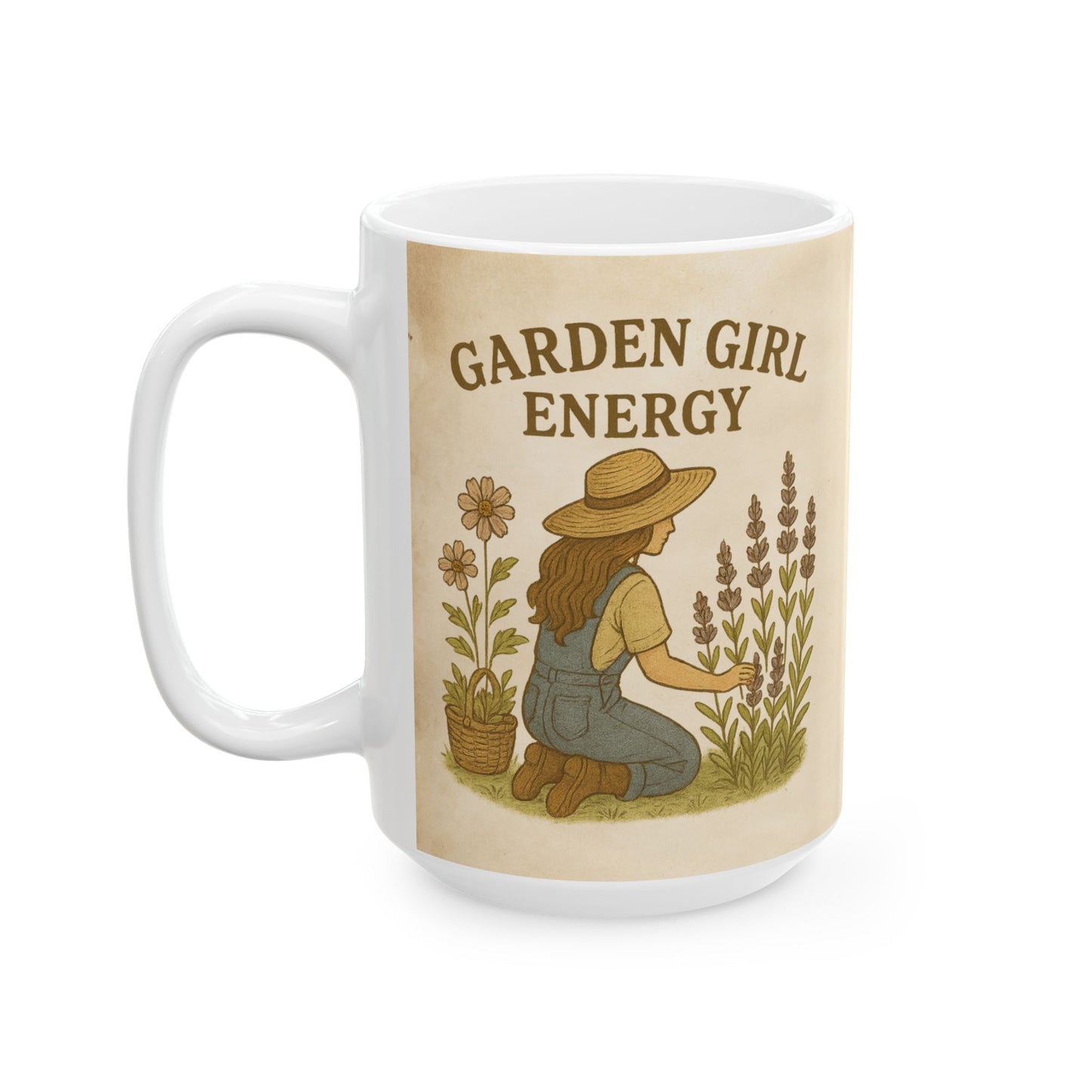 Garden Girl Energy Mug – Rustic Botanical Coffee Cup