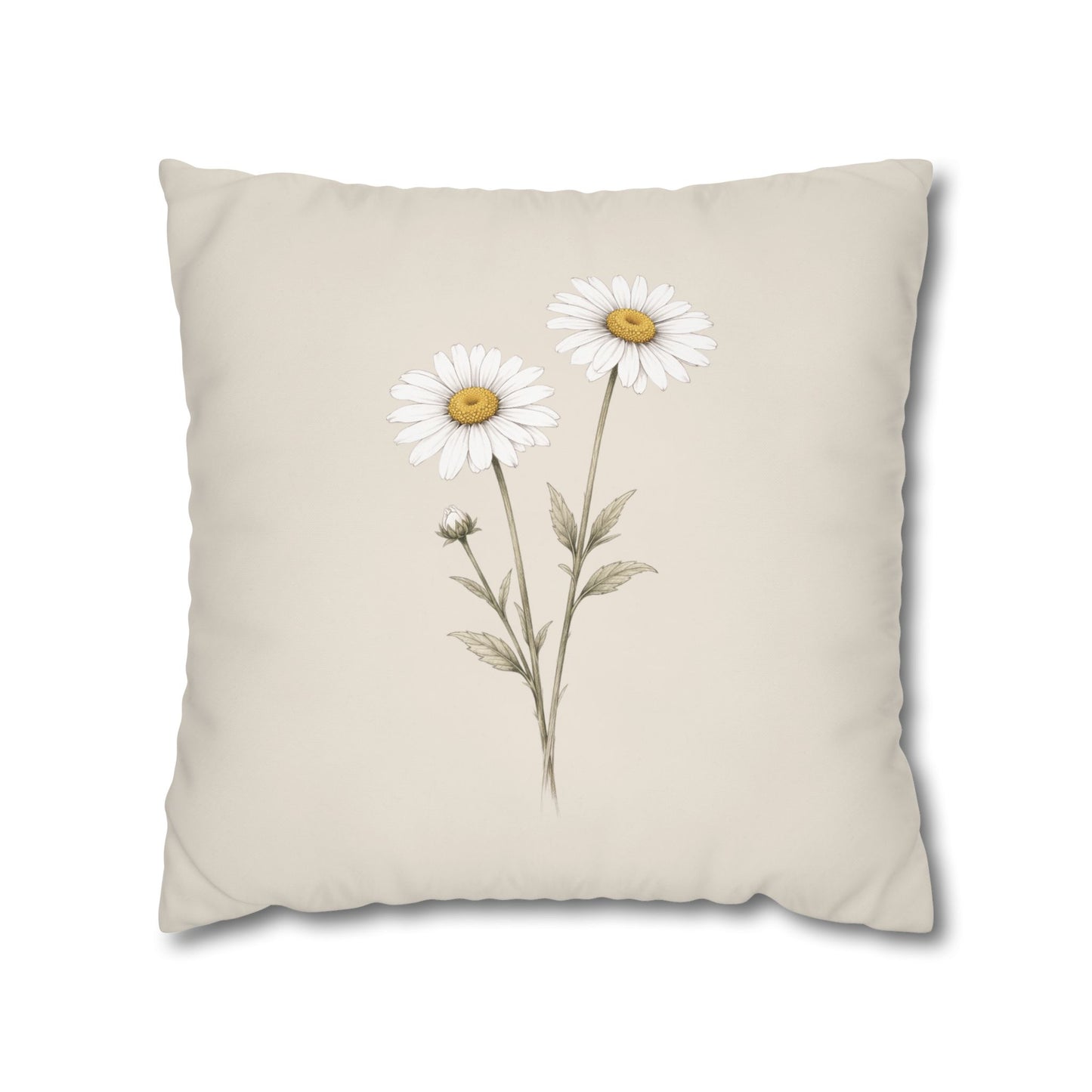 Daisy Botanical Pillow Cover in a Soft Neutral for a Calm, Layered Home