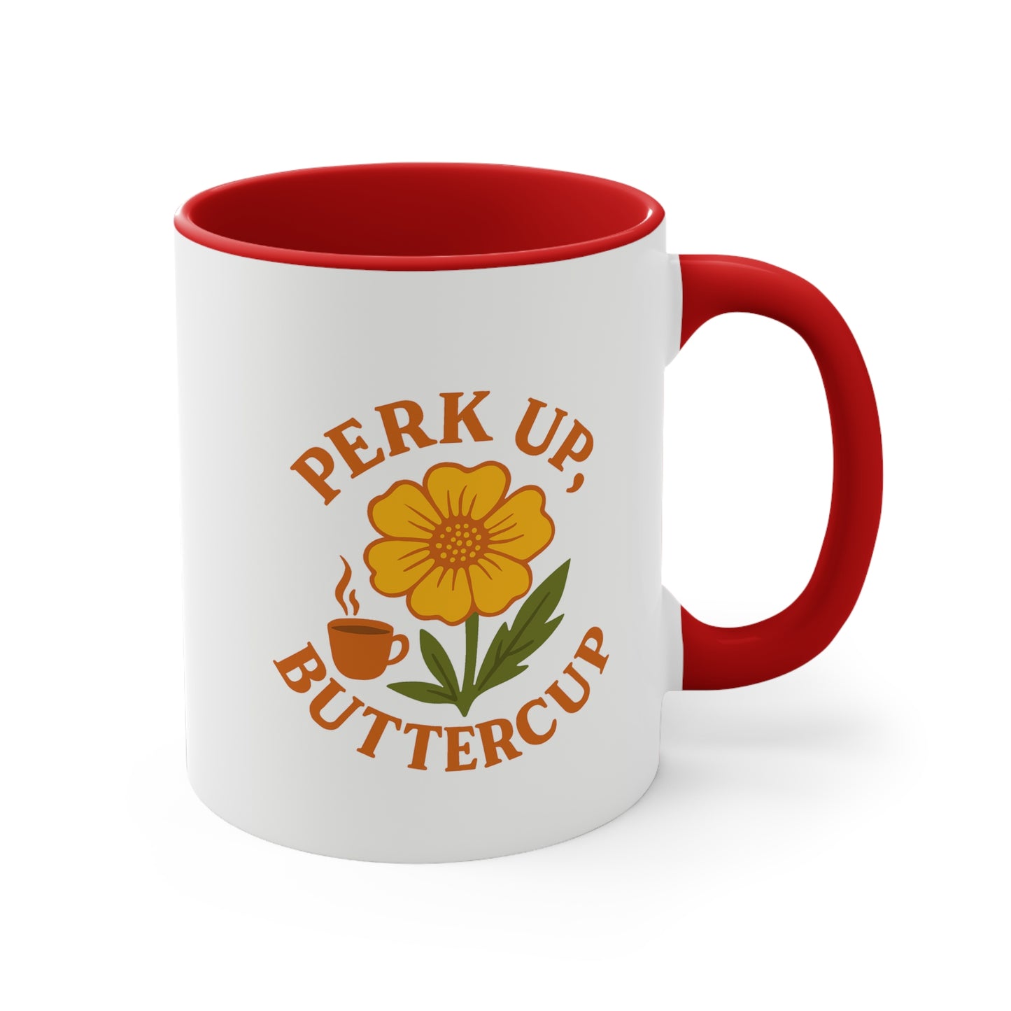 Perk Up Buttercup Coffee Mug – Funny Plant Lover Gift – Botanical Floral Mug with Vintage-Inspired Buttercup Design