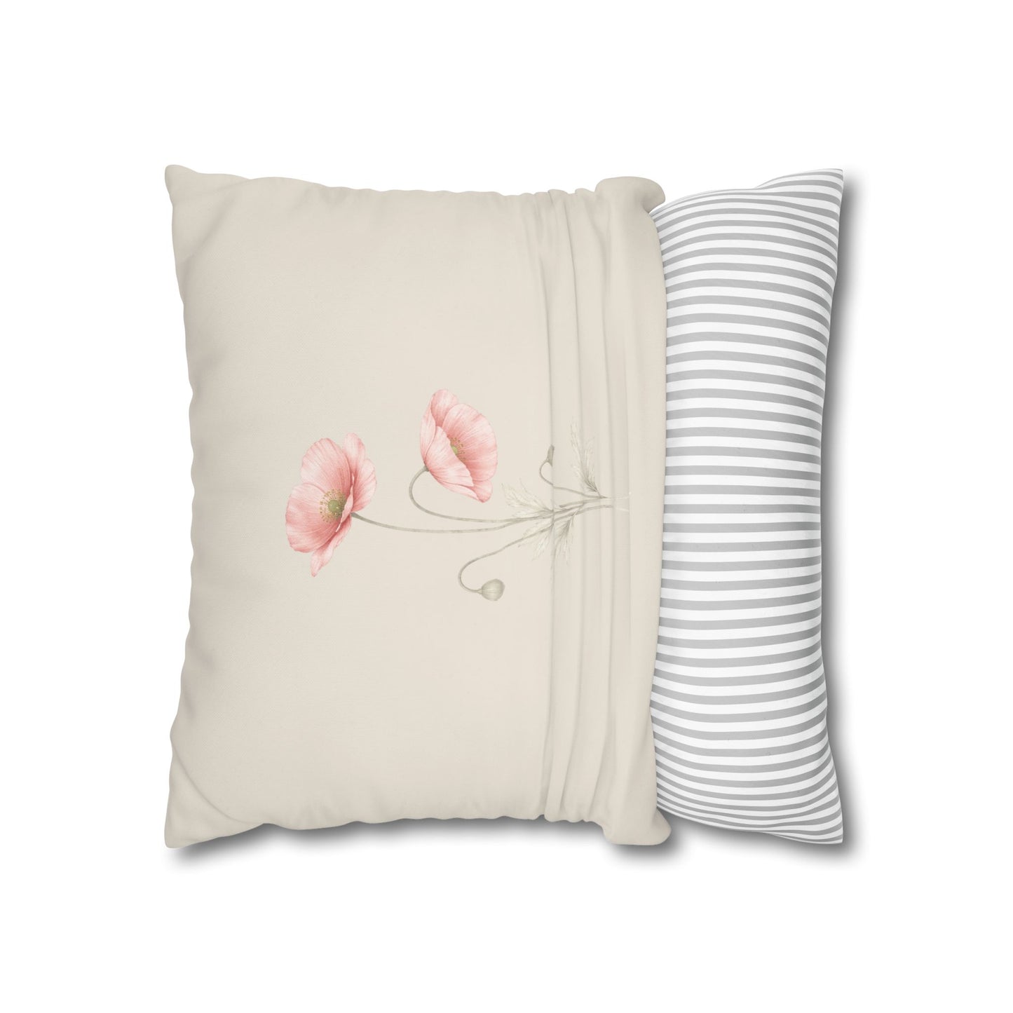 Shirley Poppy Botanical Pillow Cover in a Soft Neutral for a Calm, Layered Home