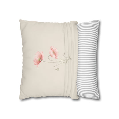 Shirley Poppy Botanical Pillow Cover in a Soft Neutral for a Calm, Layered Home