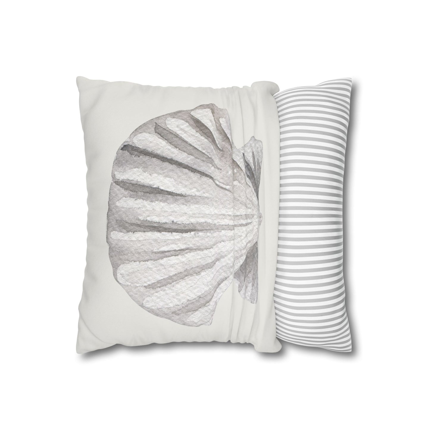 Watercolor Scallop Seashell Pillow Cover in Neutral Coastal Tones
