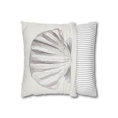Watercolor Scallop Seashell Pillow Cover in Neutral Coastal Tones