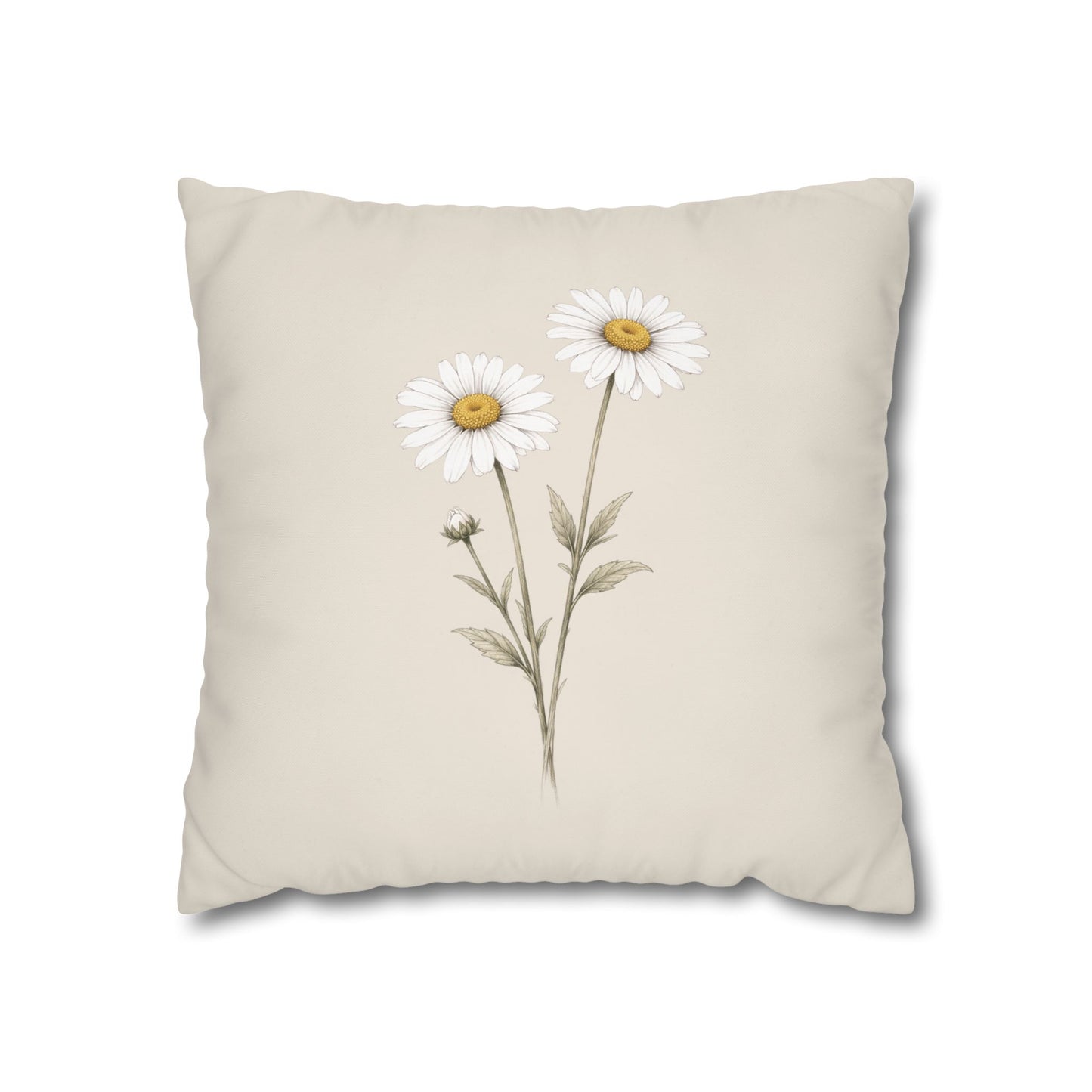 Daisy Botanical Pillow Cover in a Soft Neutral for a Calm, Layered Home
