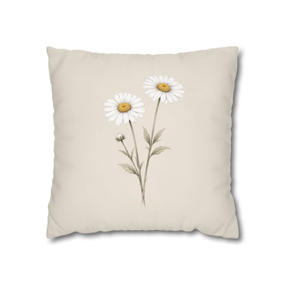Daisy Botanical Pillow Cover in a Soft Neutral for a Calm, Layered Home