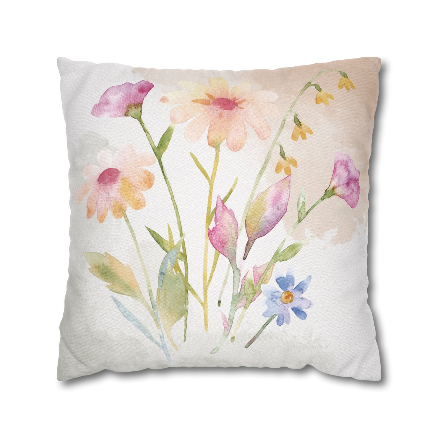 Watercolor Wildflower Pillow Cover – Soft Floral Throw Pillow Case for Couch, Bed, or Farmhouse Decor